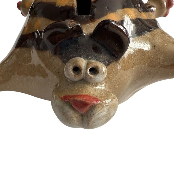 Rare Pamela Eisenmann Signed Puffy Dog Whimsical Piggy Bank Stoneware Folk Art - Picture 5 of 12